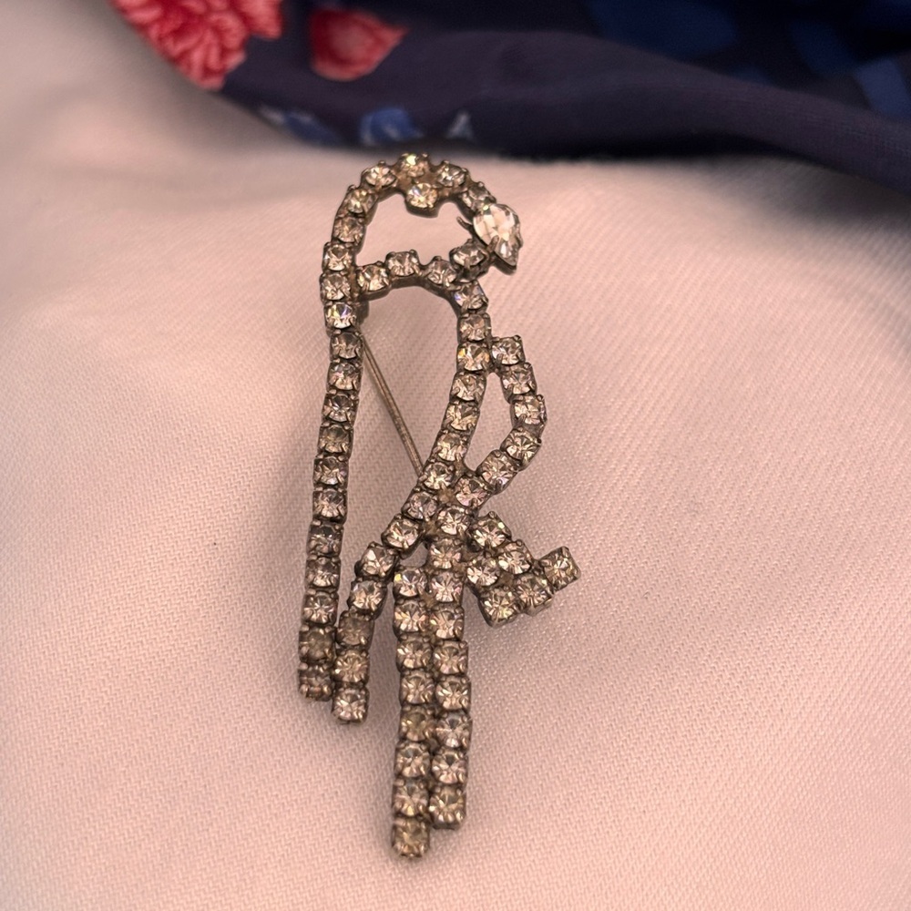 Vintage Mid-Century Glass Rhinestone Bird Brooch